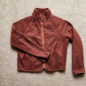 Athleta Brown Teddy Jacket Cozy Fleece Stand-Up Collar